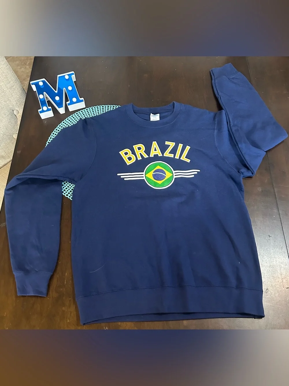 Brazil Brazilian Flag Unisex Crewneck Sweatshirt, Size M